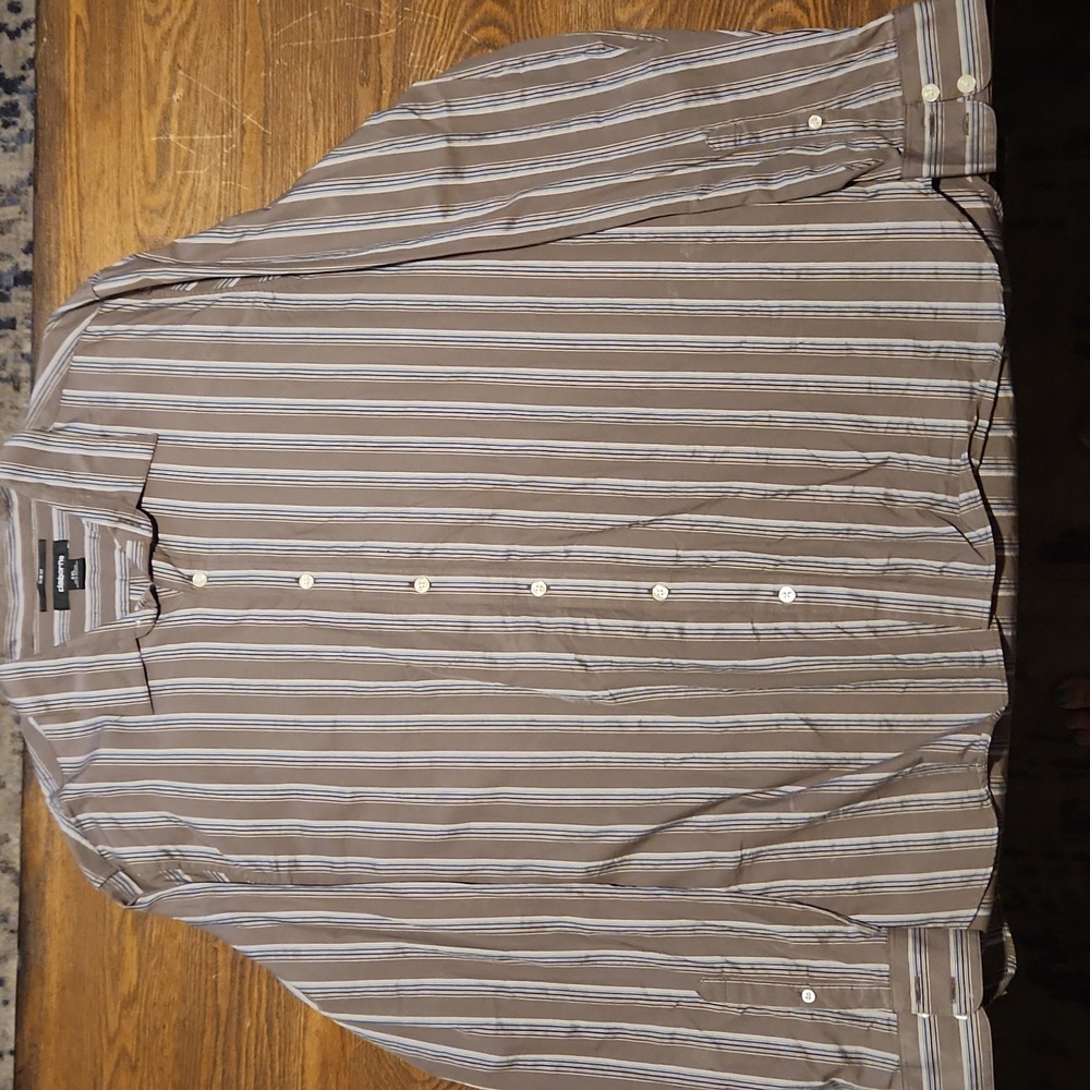 Claiborne XXL Grey Striped Button Down